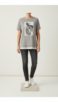 T-shirt coton superposé gris pierre