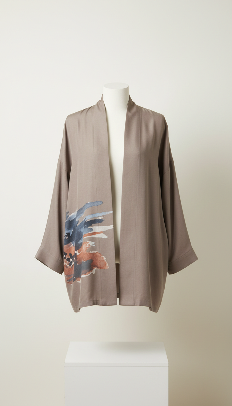 Veste soie mélangée taupe douce